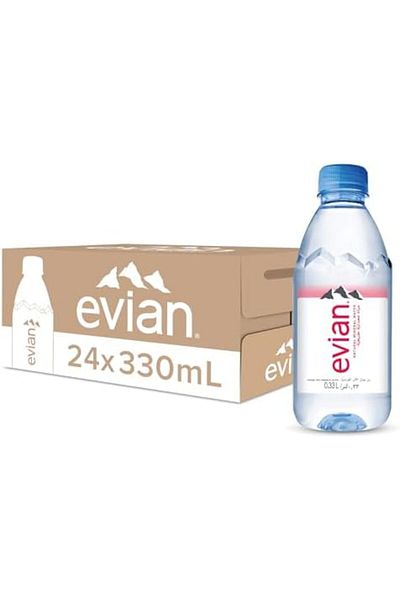 Evian Mineral Water, Naturally Filtered Drinking Water, 330ml Bottled Water Crafted by Nature, Case