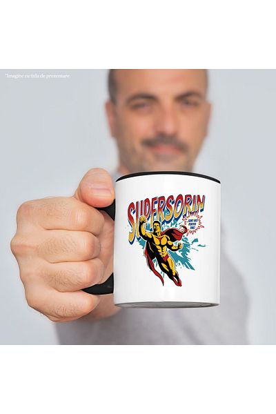 StoryGift Romania Super Sorin Mug, Superhero I'm Here for You, 330ml, Ceramic with Black Handle, With ,STG
