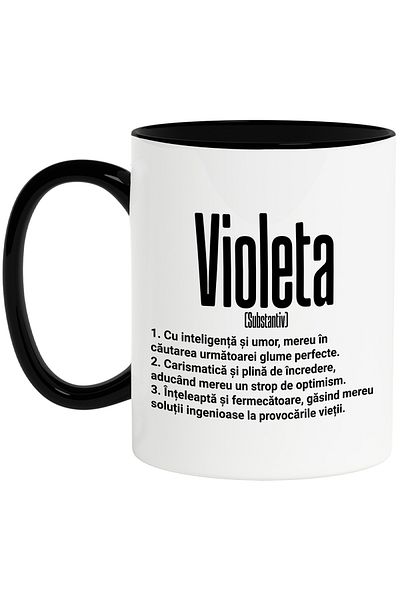 StoryGift Romania Mug With Name Violeta, and Motivational Message, Funny, Charismatic, Wise, With, STG