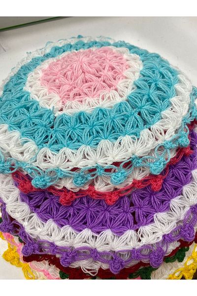 heptrend Copy - Hep Trend Hand Knitted 5 Colorful Round Washcloths