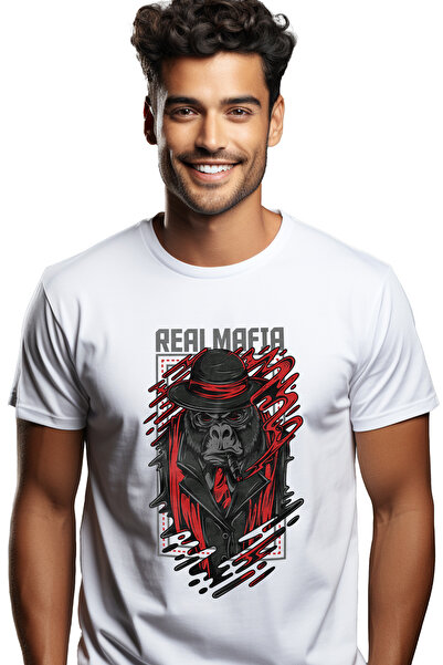 StoryGift Romania Tricou bărbătesc cu portret de gorilă, ținută elegantă de m...