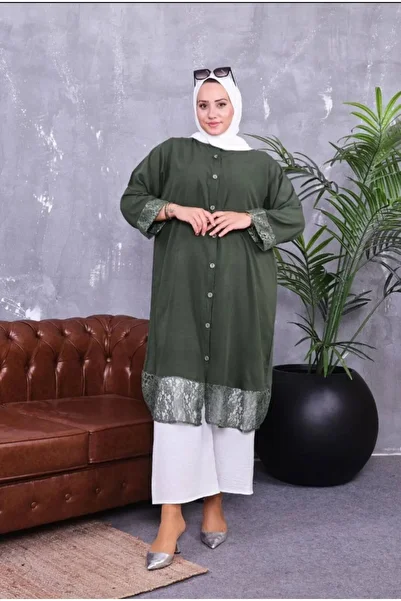 Sevda Kılınç Large Size Lace Viscose Shirt