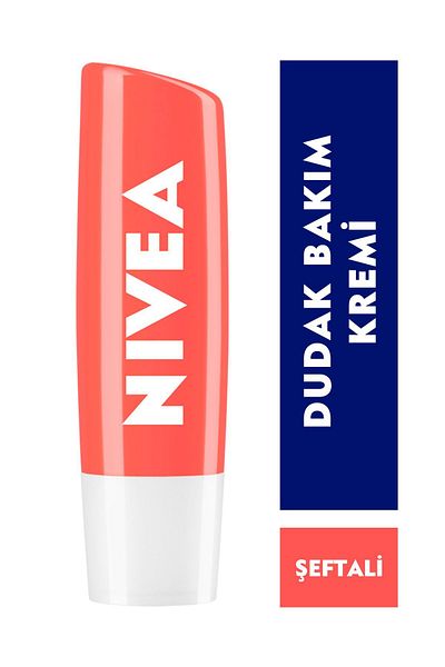 NIVEA Lip Care Cream and Lip Gloss 4.8gr, Peach Scent, 24 Hour Moisturizer, Light Pink Shine