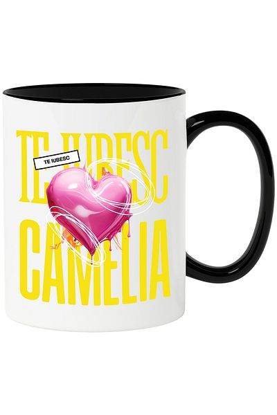 StoryGift Romania I Love You Camellia Mug, Love, Heart, Valentine's Day, Love, With, STG