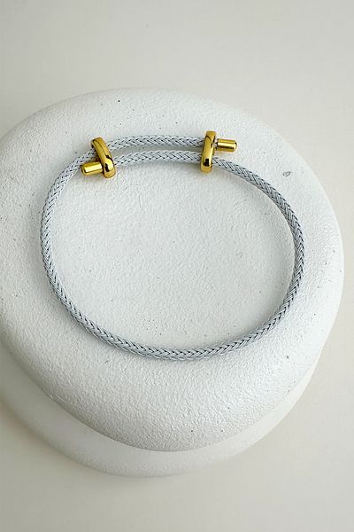 Modex Colorful Knitted Rope Steel Plate Detail Adjustable Bracelet