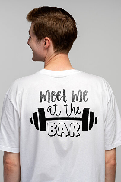 StoryGift Romania Tricou bărbătesc cu textul „meet Me At The Bar” - Gantera M...