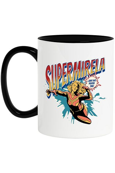 StoryGift Romania Super Mirela Mug, Superhero I'm Here For You, 330ml, Ceramic with Black Handle, With ,STG