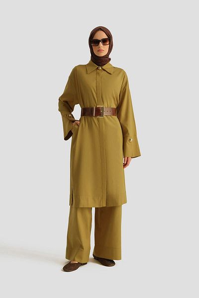 Armine Accessory Detailed Suit 25Yd4251 Oil Green