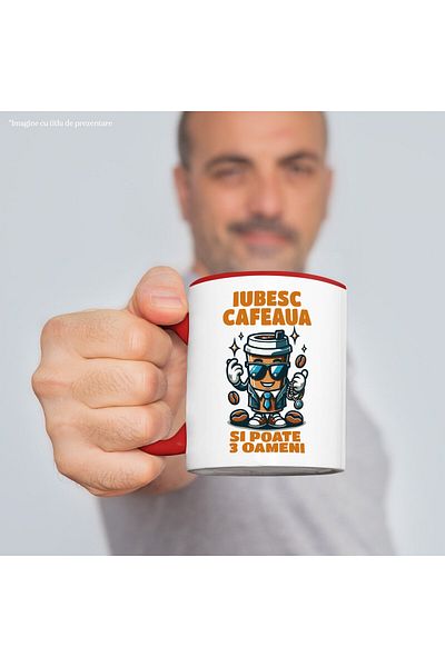 StoryGift Romania Office Style Coffee Mug with Text I Love Coffee and Three People, C, With, STG