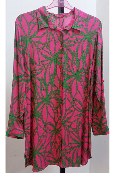 AKŞEN GİYİM Plus Size Cotton Viscos Fabric Tunic with Foldable Sleeves 90 cm Length