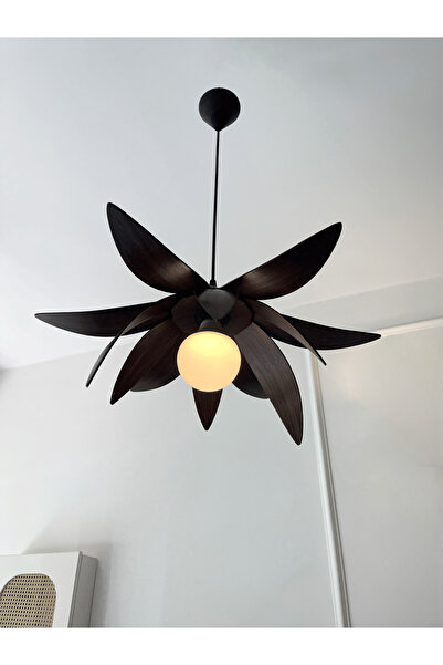 Fagus Wood Lotus Avize – Ahşap Modern ve Minimal Tasarım Avize, İskandinav Salon ve Oturma Odası Aydınlatması