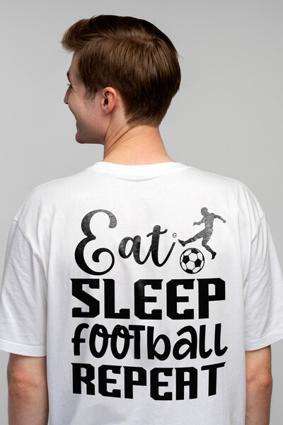 StoryGift Romania Tricou Barbati cu mesajul "Eat sleep, football, repeat" - m...