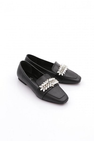 DGN 50085-23Y Women's Crystal Stone Buckle Loafer