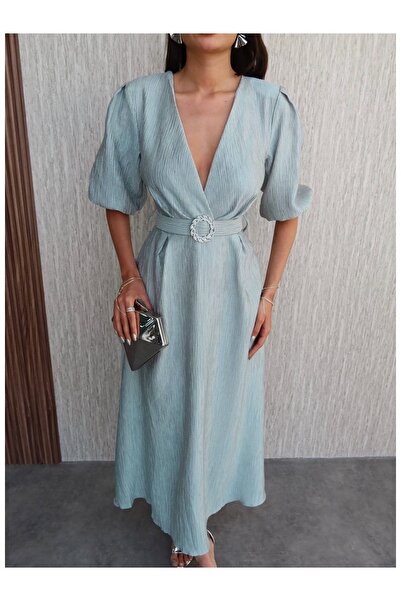 ESRAHELVACI Double Breasted Dress with Sparkling Belt