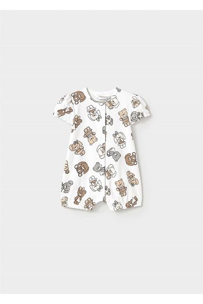 MAYORAL Baby Girl Teddy Bear Jumpsuit White 1754