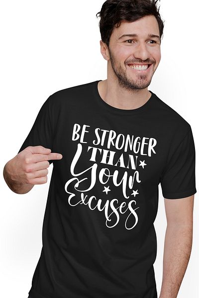 StoryGift Romania Tricou bărbătesc cu mesaj motivațional „fii mai puternic decât scuzele tale” - Fii mai puternic de la Stg