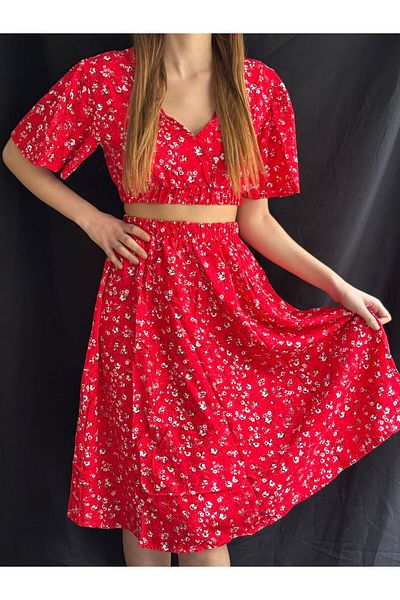 OlaLady Women's V-Neck Waist Gathered Viscose Bottom Top Set