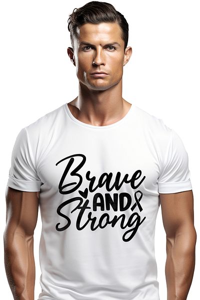 StoryGift Romania Men's T-shirt With A Heart For The Brave And Strong With Print On The Front, 100% Bum Stg