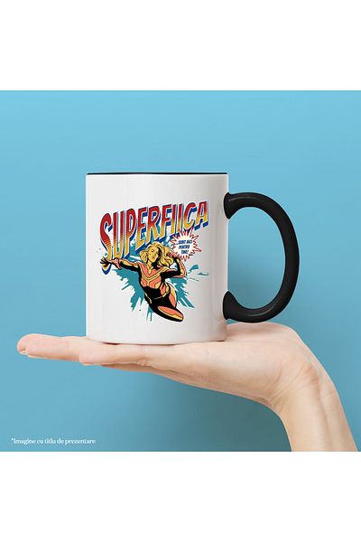 StoryGift Romania Super Daughter Mug, Superhero I'm Here For You, 330ml, Ceramic with Black Handle, With ,STG