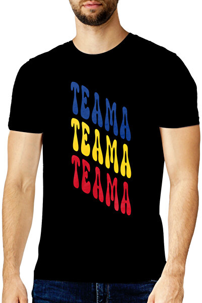 StoryGift Romania Tricou bărbătesc Cuvântul Frică, În Culorile Drapelului Rom...