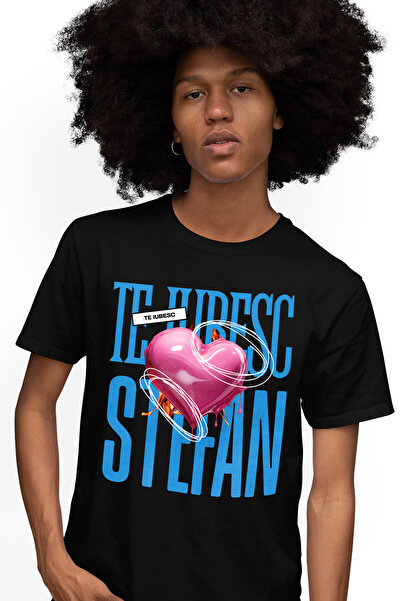 StoryGift Romania Tricou bărbătesc Te iubesc Stefan, Dragoste, Inimă, Ziua În...