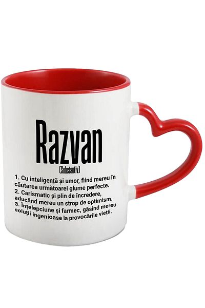 StoryGift Romania Mug With Name Razvan, Intelligence, Humor, Charismatic, Wise, Personalized, Like, With, STG