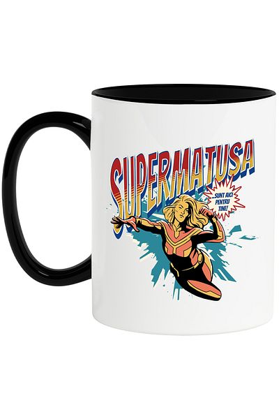 StoryGift Romania Super Aunt Mug, Superhero I'm Here For You, 330ml, Ceramic with Black Handle, With ,STG