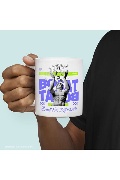StoryGift Romania Mug with Statue Throwing Money Banknotes, Text Money Makes a Difference, Ceramic, 3, With, STG