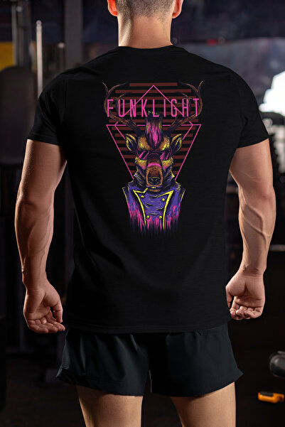 StoryGift Romania Men's T-shirt With Portrait Of Deer With Sunglasses And Elegant Purple Suit, Text In English Stg