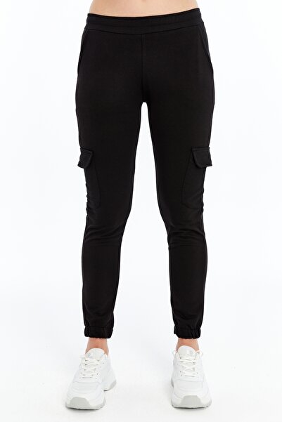 AXXEL Pantaloni de sport negri pentru femei cu buzunar P-1759