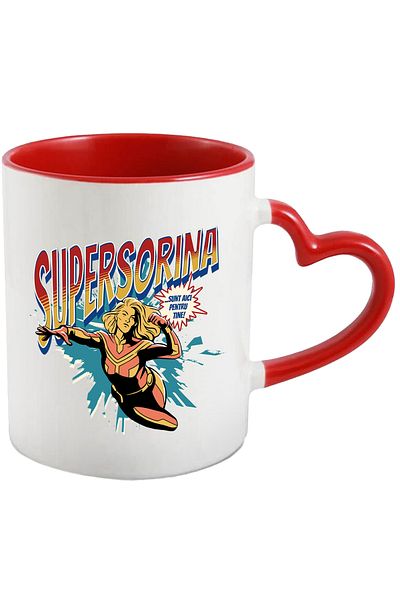 StoryGift Romania Super Sorina Mug, Superhero I'm Here For You, 330ml, Ceramic with Heart Handle, With ,STG