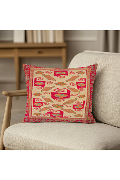 TURKISHRUG KINGDOM غطاء وسادة ملون مطبوع رقميًا مربع