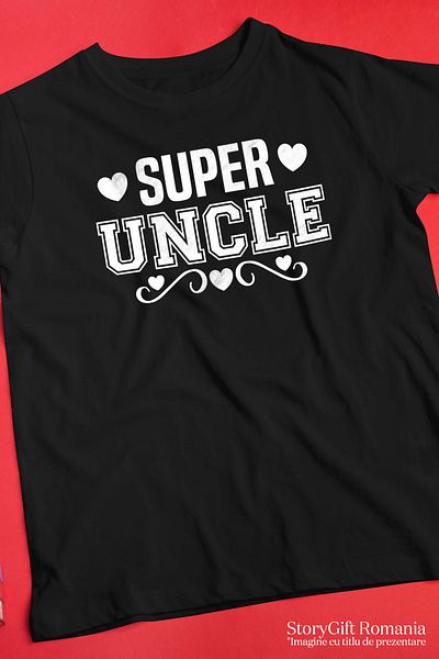 StoryGift Romania Men's T-shirt for a loved and appreciated uncle with the message "Super uncle" - hearts with iSTG
