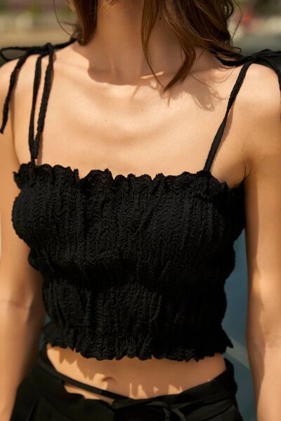 Lefon Crop Tank Top with Gimped Straps