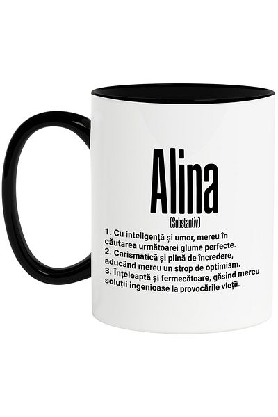 StoryGift Romania Mug With Name Alina, and Motivational Message, Funny, Charismatic, Wise, , With ,STG