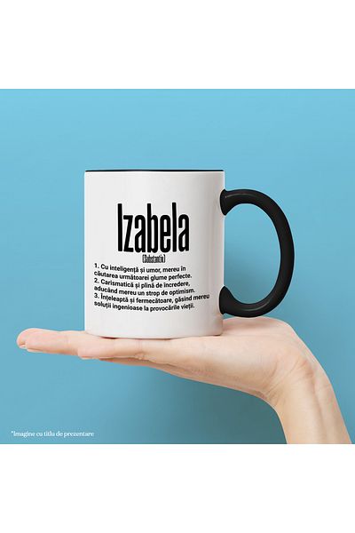 StoryGift Romania Mug With Name Izabela, and Motivational Message, Funny, Charismatic, Wise, With, STG