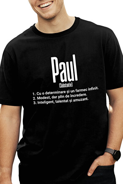 StoryGift Romania Tricou bărbătesc cu numele Paul, Determinare, Modest, Intel...