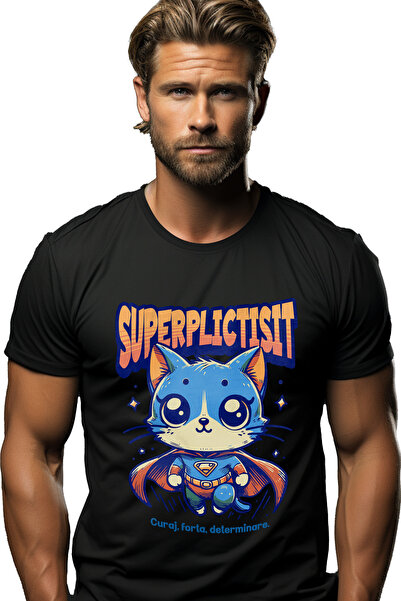 StoryGift Romania Tricou bărbătesc Super Bored, supererou, pisică zburătoare ...