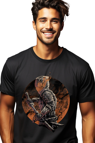 StoryGift Romania Tricou bărbătesc cu Ronin Rider, Samurai, Motocicletă, Sabi...