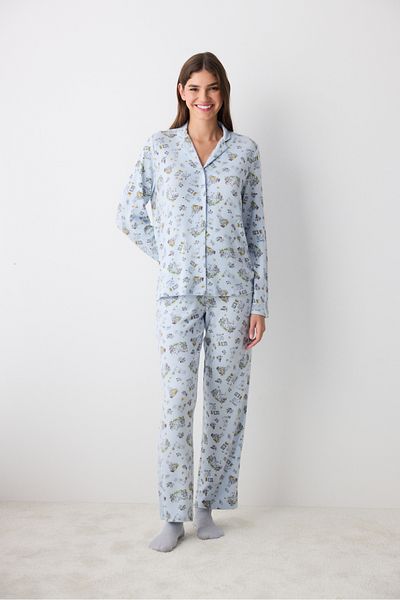 Penti Set de pijamale cu pantaloni cămașă albastru deschis Lazy Weekend
