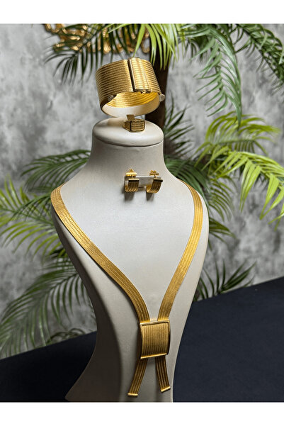 ALTIN KAPLAMA 15 Sıra Bilezik, Yüzük Küpe ve 5 Sıra S Model Trabzon Hasır Seti