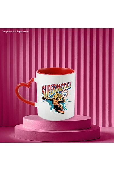 StoryGift Romania Super Model Mug, Superhero I'm Here For You, 330ml, Ceramic with Heart Handle, With ,STG