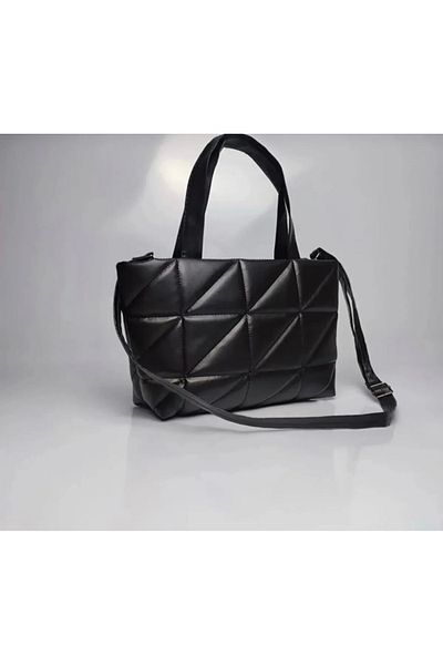 EZLEM Quilted Embossed Pouf Inflatable Faux Leather Napoli Shoulder Strap Tote Hand and Shoulder Bag