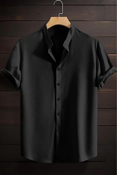 Oksit Laend Slim Fit Flexible Lycra Short Sleeve Court Collar Men's Shirt