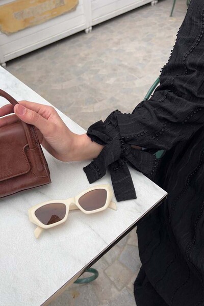 benguen Guipure Detailed Hijab Dress Black 1008-1