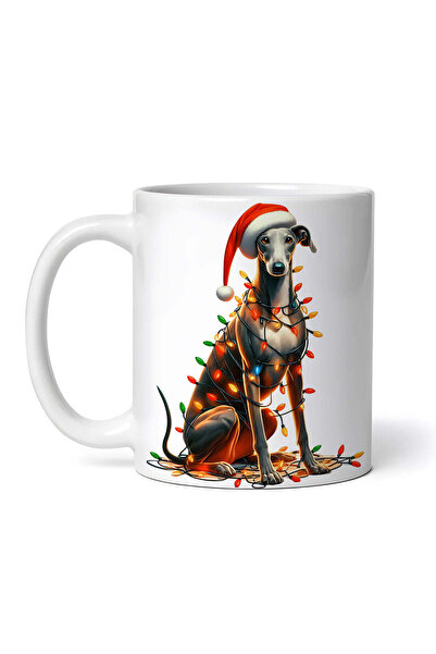 OEM Cană albă personalizată, Greyhound decorată de Crăciun, INOVATIX®. 330ml