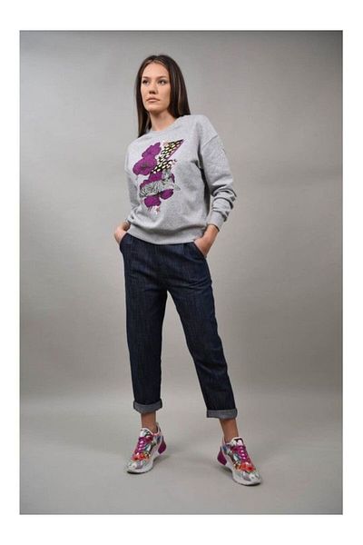 Y TWO WOMEN Ginevra Tiger Print Sports Sweatshirt One Size Purple