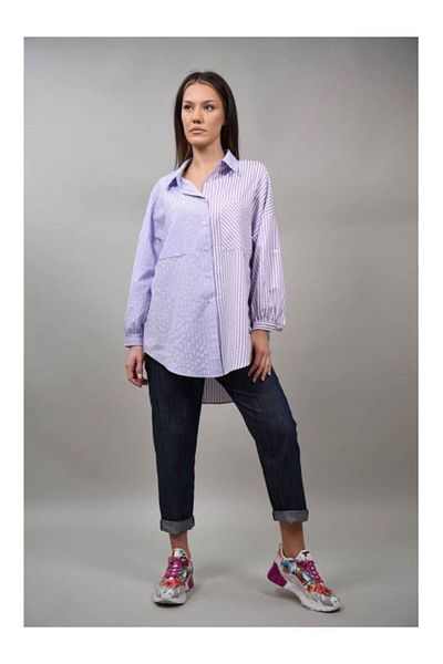 Y TWO WOMEN Camasa Oxford In Dungi Balocco Talie Unica Violet