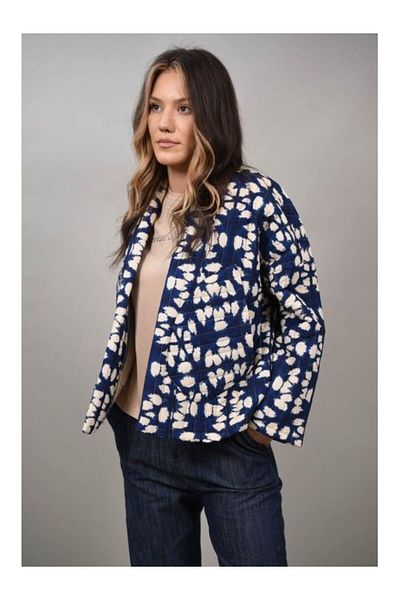 FASHIONLAND Jacheta Tip Sacou Matlasata Subtire Fara Nasturi Synergy Talie Unica Albastru