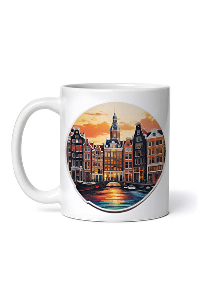 OEM Εξατομικευμένη Λευκή Κούπα, Amsterdam City At Sunset, Inovatix®. 330ml